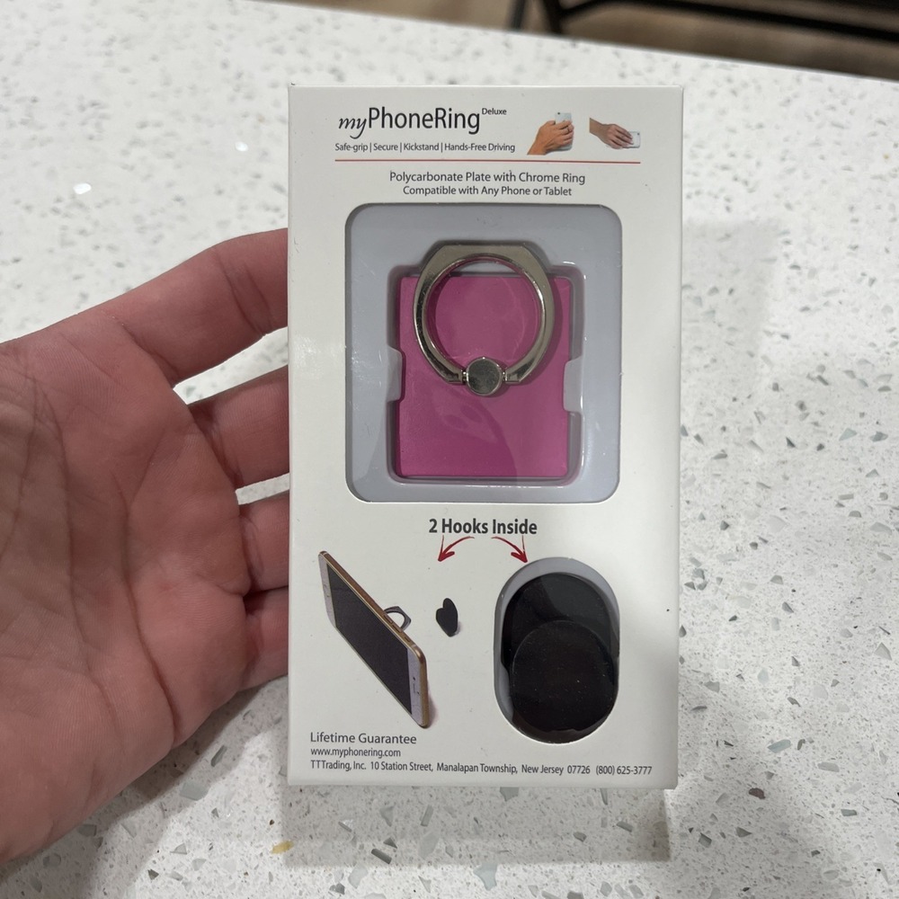 My Phone Ring Pink NIB Cell Phone Ring And 2 Hooks New In Packaging